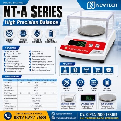 TIMBANGAN DIGITAL FARMASI / LAB / EMAS / ANALITIK 600 GRAM X 0.01 GRAM NEWTECH