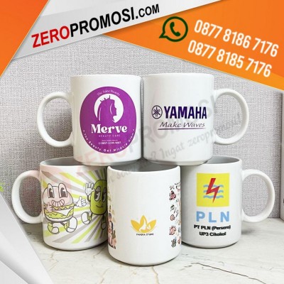 Mug Keramik 11 Oz Custom Logo Full Color untuk Souvenir Promosi