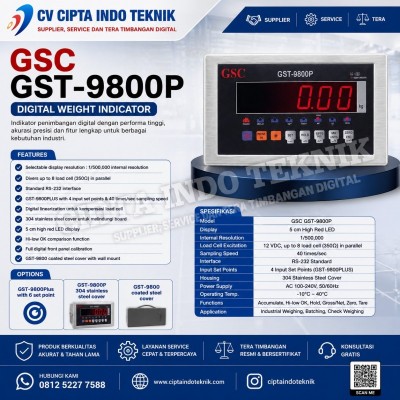 JUAL  INDIKATOR TIMBANGAN  GST - 9800 P MERK GSC