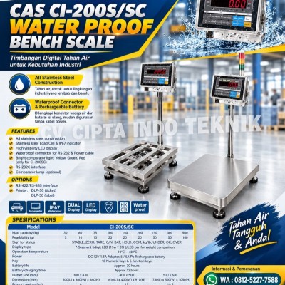 TIMBANGAN DUDUK  WATER PROOF  MERK CAS CI 200 SC 300 Kg