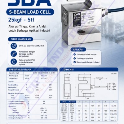 LOAD CELL TIMBANGAN S MERK CAS KOREA Type SBA 300 Kg