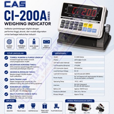 JUAL INDIKATOR TIMBANGAN CAS CI 200 A