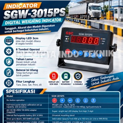 JUAL INDIKATOR TIMBANGAN  SGW 3015 PS MERK GSC  MADE IN TAIWAN