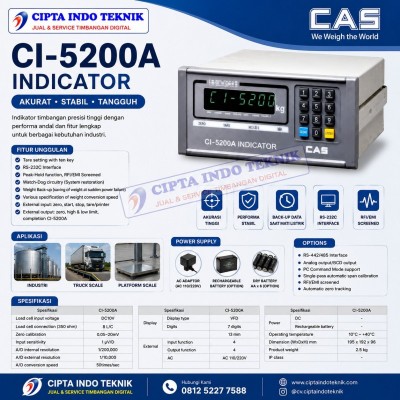 JUAL INDIKATOR tIMBANGAN  CI - 5200 A MERK CAS